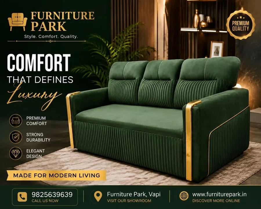 Luxury Modern Emerald Green Velvet 3-Seater Sofa (by Furniture Park)