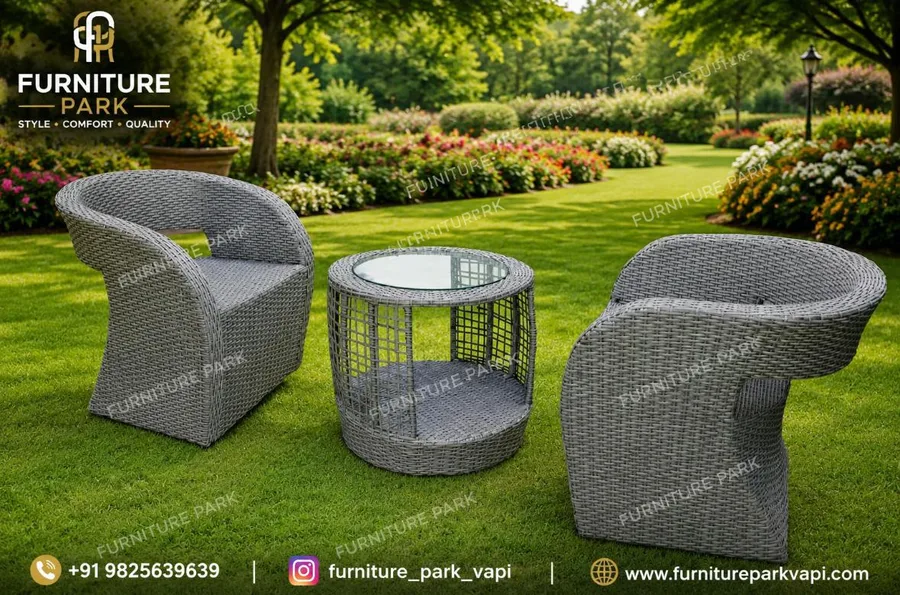 Modern Outdoor Wicker Patio Set – 3 Piece (by Furniture Park)