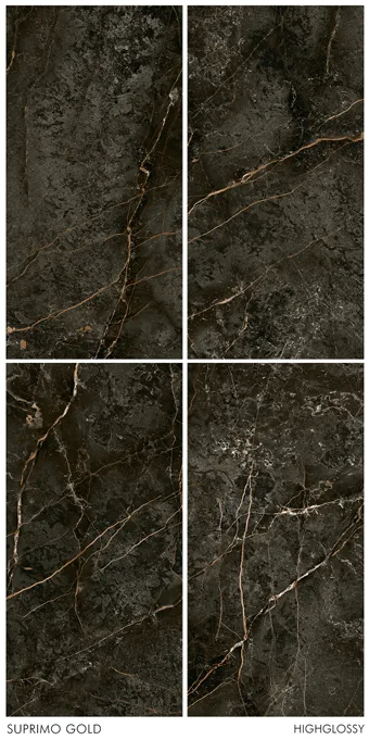 Suprimo Gold High Glossy 24" x 48" GVT Tiles I Cera