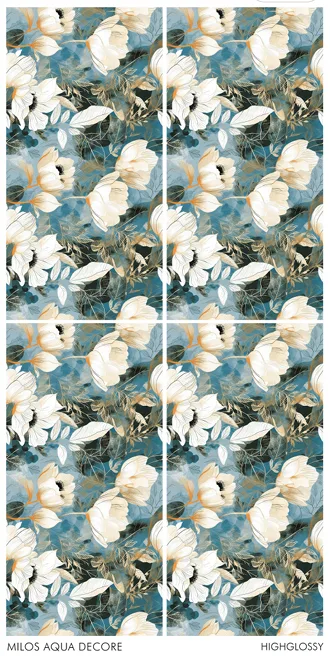 Milos Aqua Decore High Glossy 24" x 48" GVT Tiles I Cera
