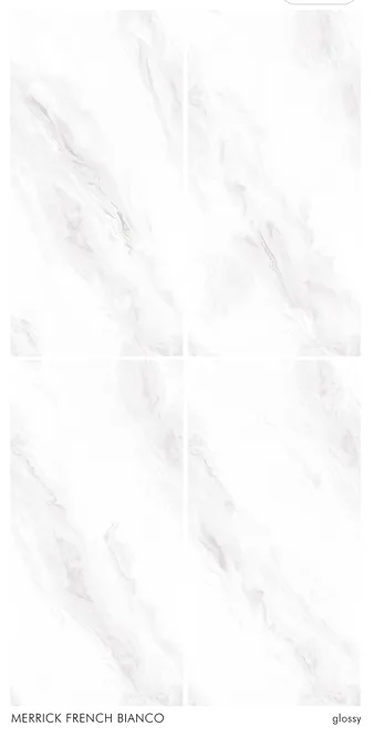 Merrick French Bianco High Glossy 24" x 48" GVT Tiles I Cera