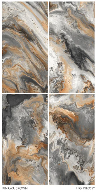 Kinawa Brown High Glossy 24" x 48" GVT Tiles I Cera