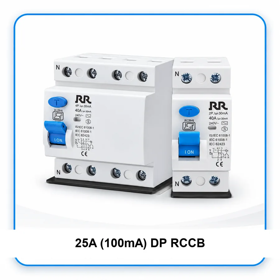 25A (100mA) DP RCCB-10kA RCCB