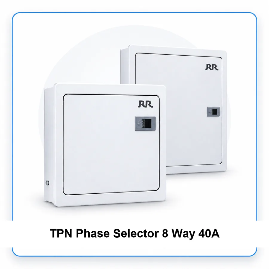 TPN PHASE SELECTOR 8 WAY DD DB
WITH 40A ROTARY SWITCH TPN 8 way 40A Rotary Switch