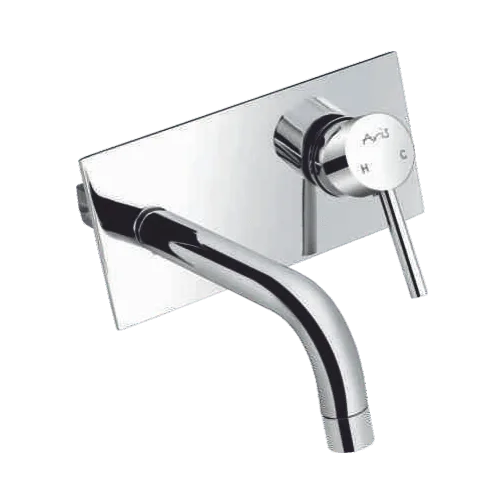 Exposed Part Kit Of Single Lever Basin Mixer (Wall Mounted) With Basin Spout, Glassi And Adjustable Wall Flange - Florentine