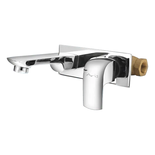 Exposed Part Kit Of Single Lever Basin Mixer (Wall mounted) With Basin Spout, Glassi And Adjustable Wall Flange - Kubic Opera