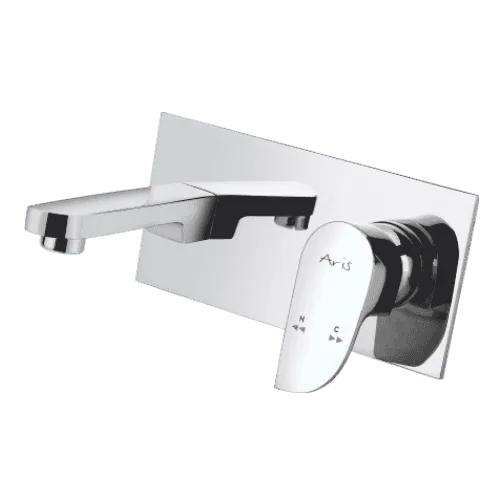Exposed Part Kit Single Of Single Lever Basin Mixer (Wall Mounted) With Basin Spout Glassi And Adjustable Wall Flange - Star 1