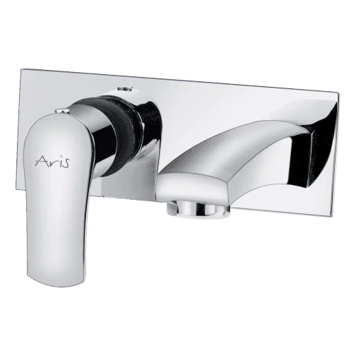 Exposed Part Kit Of Single Lever Basin Mixer (Wall Mounted) With Basin Spout Glassi And Adjustable Wall Flange - Star Motivate
