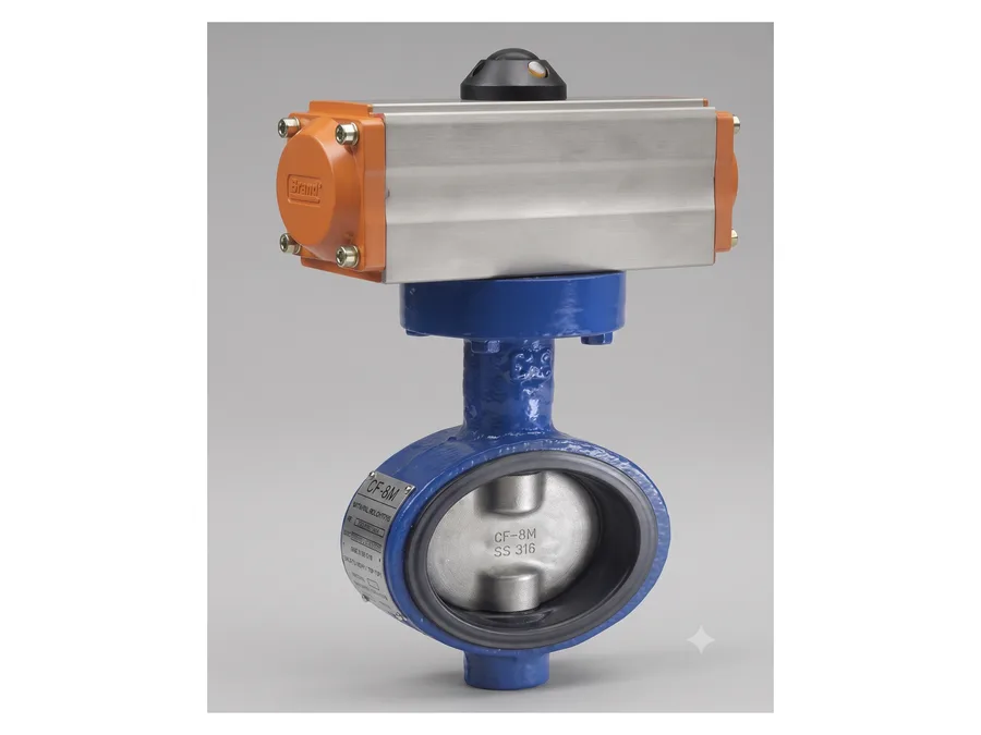 BUTTERFLY VALVE WITH ACTUATER CF-8 SS DI 65MM