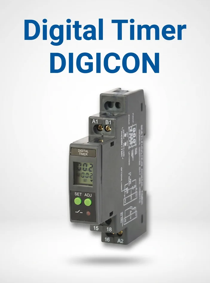 Digital Timer DIGICON - 18 Functions, 24-240 VAC/DC, 2 NO