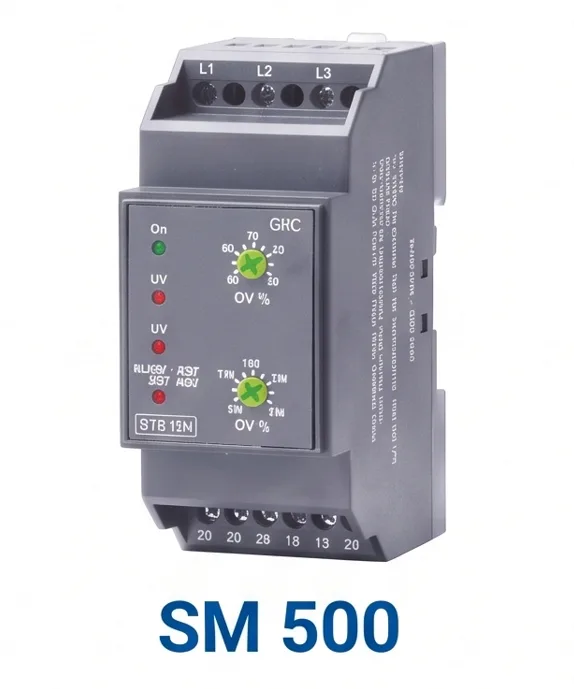 Supply Monitoring - SM301/SM500/SM501/SM800/SM600 - SM500 SPP+UV+OV, ON Delay(0-15s)&OFF Delay 5s, 240VAC 2C/O