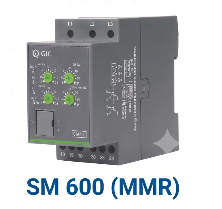 Supply Monitoring - SM301/SM500/SM501/SM800/SM600 - SM600(MMR) Phase loss+Sequence+Asymmetry+UV+OV+3ph interruption, 500-1000VAC 2C/O