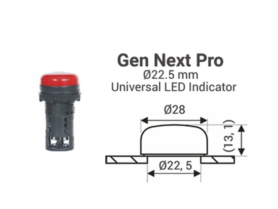 Gen Next Pro LED Indicator - Gen Next Pro Universal LED indicator, 224C(24-240VAC/DC) (R/G/Y/A)