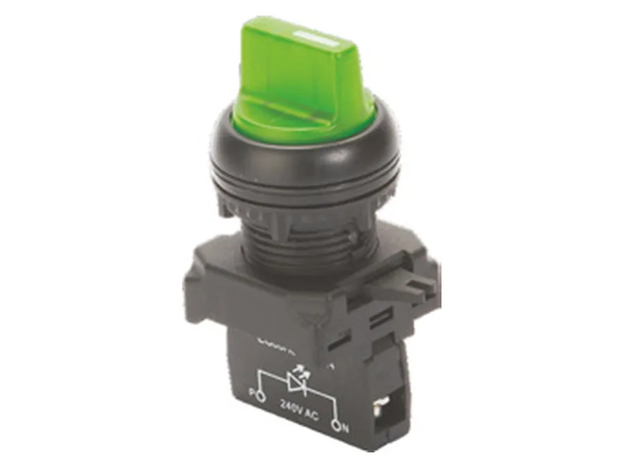 Gen Next Illuminated Push Button Actuators - Selector Actuator w/LED holder, 2 Pos Spring Return, R/G/Y/A