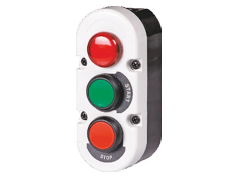 Gen Next Push Button Stations - 3-Station: LED Red+START(NO)+STOP(NC)