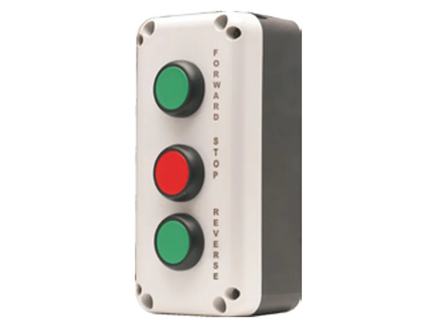 Universal Push Button Stations (ABS plastic body) - 3-Station: FORWARD(NO)+STOP(NC)+REVERSE(NO)