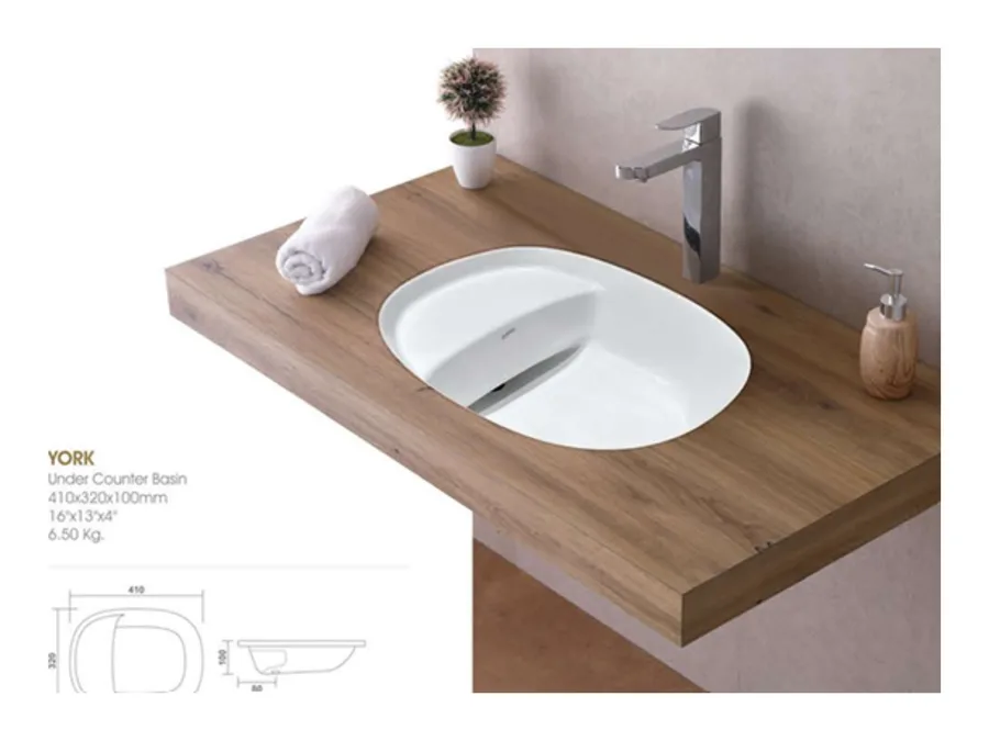 YORK UNDER COUNTER BASIN WHITE SONARA
