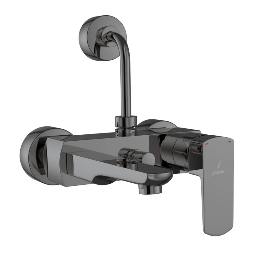 Jaquar Kubix Prime Single Lever Wall Mixer with Overhead Shower Provision - Black Chrome | KUP-BCH-35117PM