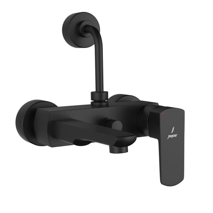 Jaquar Kubix Prime Single Lever Wall Mixer with Overhead Shower Provision - Black Matt | KUP-BLM-35117PM