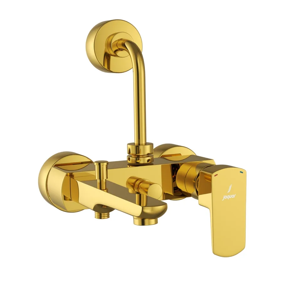 Jaquar Kubix Prime 3-in-1 Single Lever Wall Mixer - Gold Bright PVD | KUP-GBP-35125PM