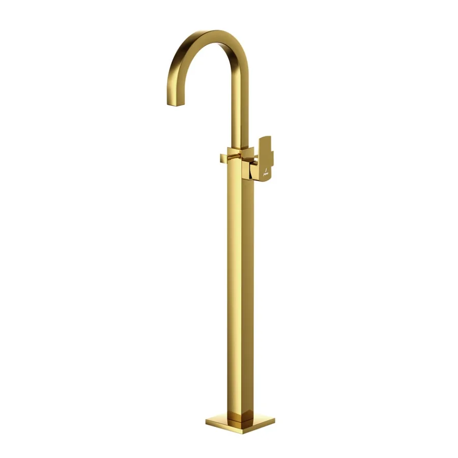 Jaquar Kubix Prime Floor Mounted Single Lever Bath Mixer Exposed Parts - Gold Bright PVD | KUP-GBP-35121KPM