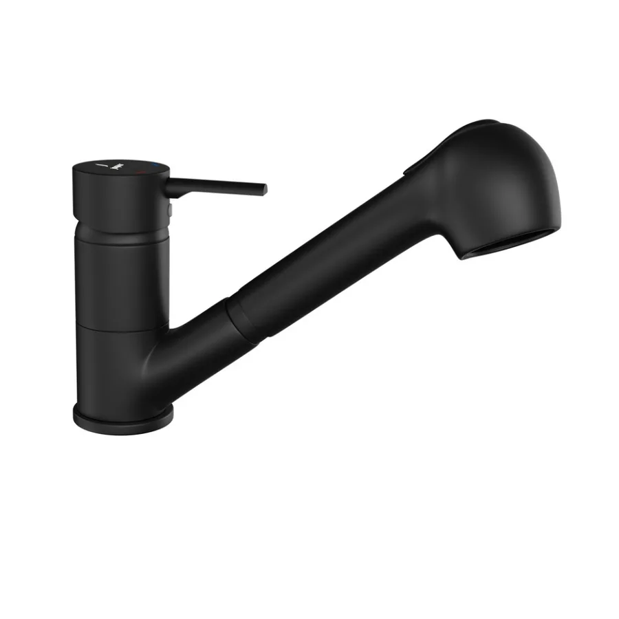 Jaquar Florentine Prime Single Lever Sink Mixer with Dual-Flow Pull-Out Shower - Black Matt | FLP-BLM-5177BPM