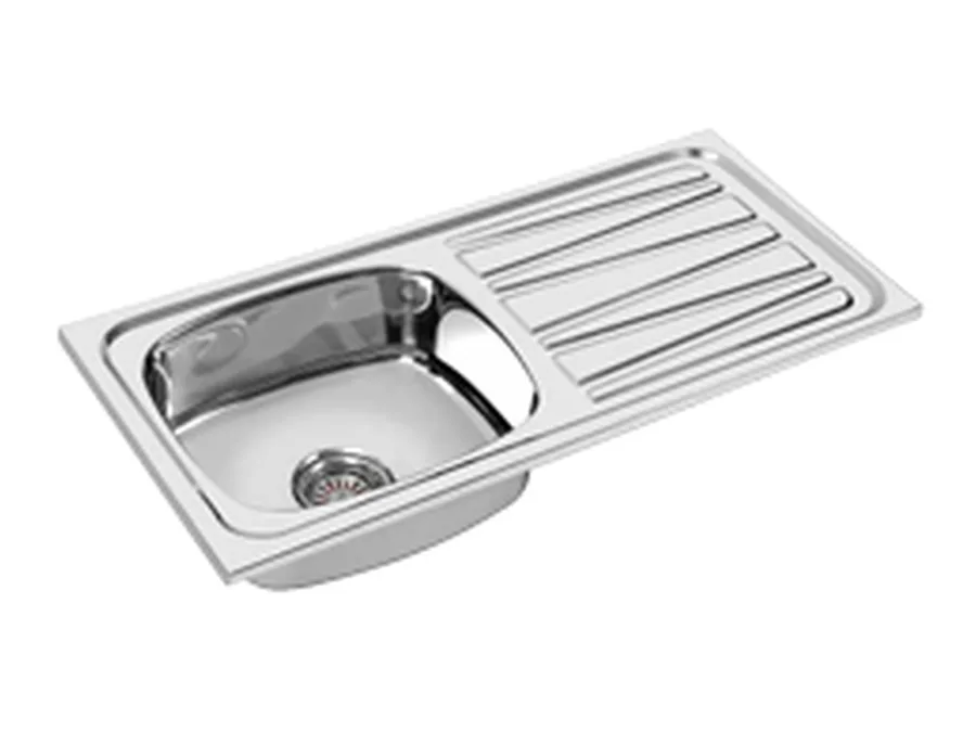Polo SS Single Bowl Kitchen Sink with Drain Board 37"x18" - Medium