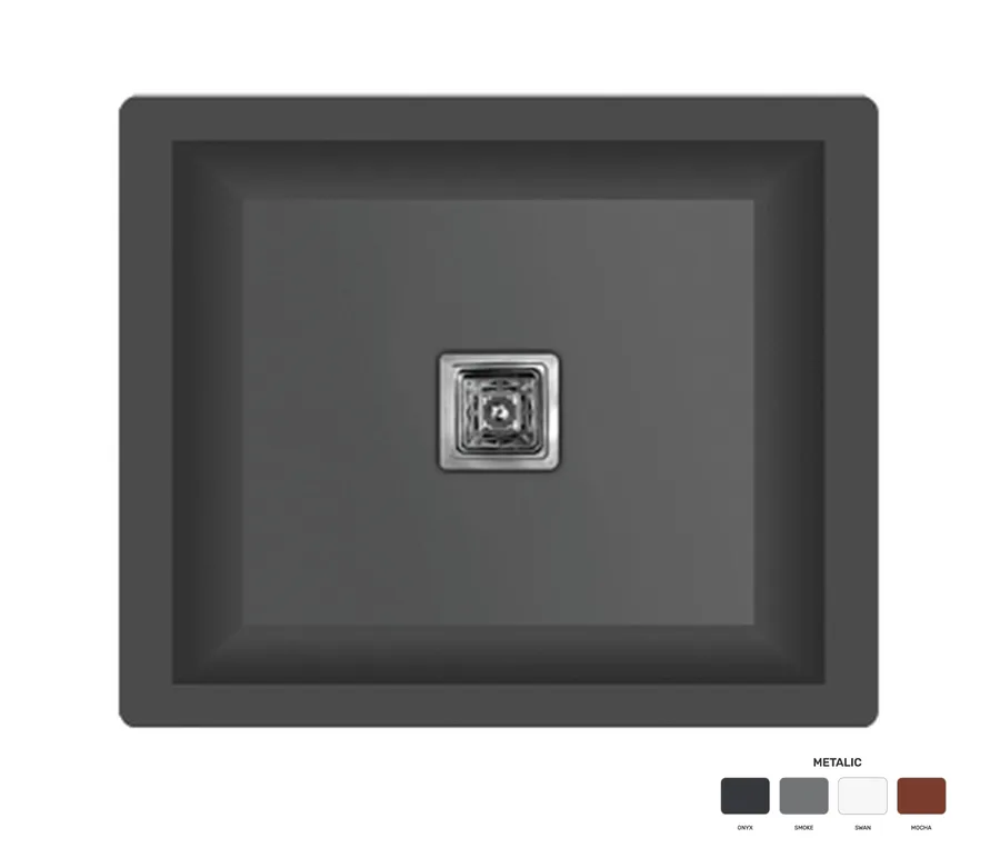 Polo Quartz Single Bowl 21"x18" Kitchen Sink - Metalic
