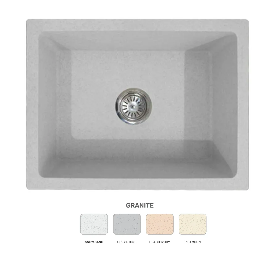 Polo Quartz Single Bowl 24"x18" (Square Coupling) Kitchen Sink - Granite