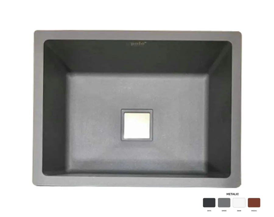 Polo Quartz Single Bowl 24"x18" (Square Coupling) Kitchen Sink - Metalic