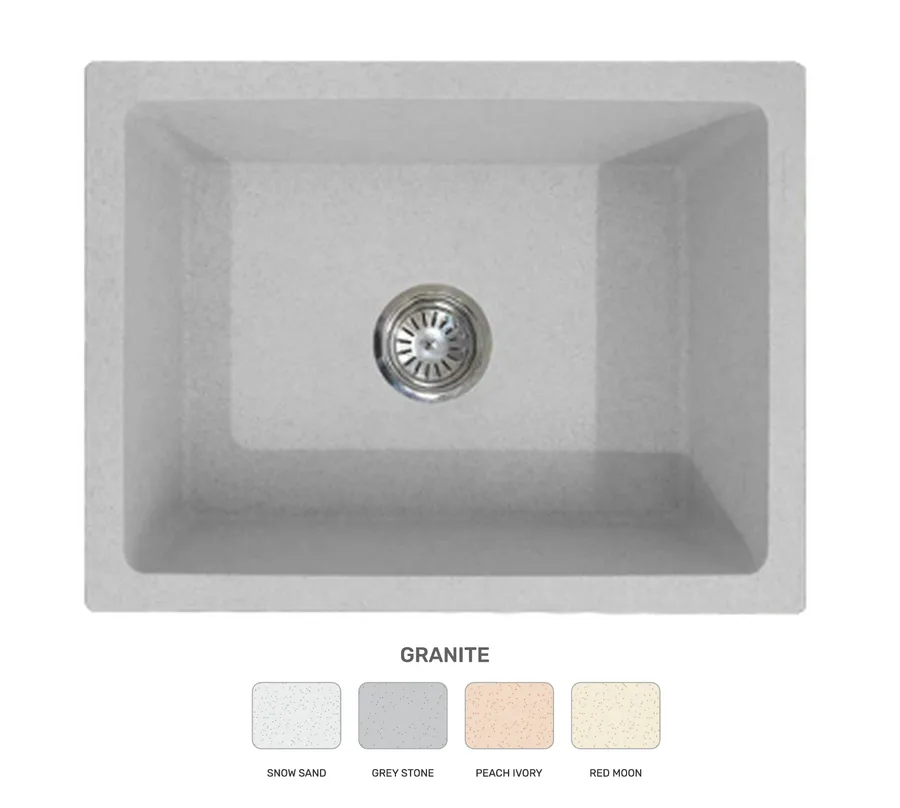 Polo Quartz Single Bowl 24"x18" (Round Coupling) Kitchen Sink - Granite