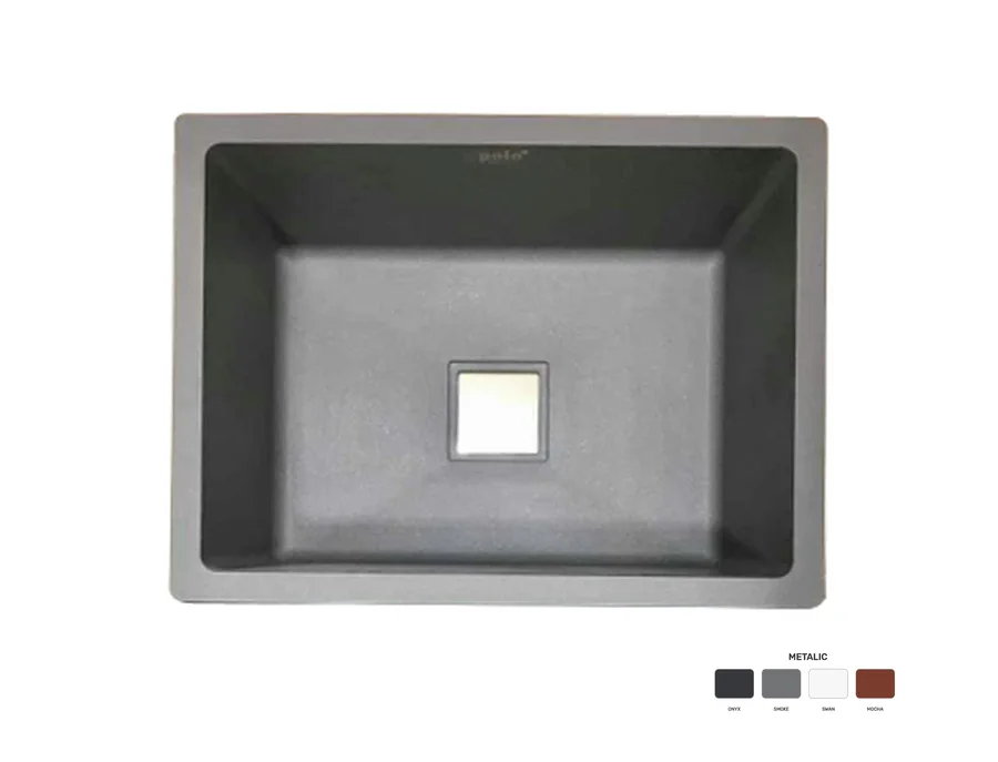 Polo Quartz Single Bowl 24"x18" (Round Coupling) Kitchen Sink - Metalic