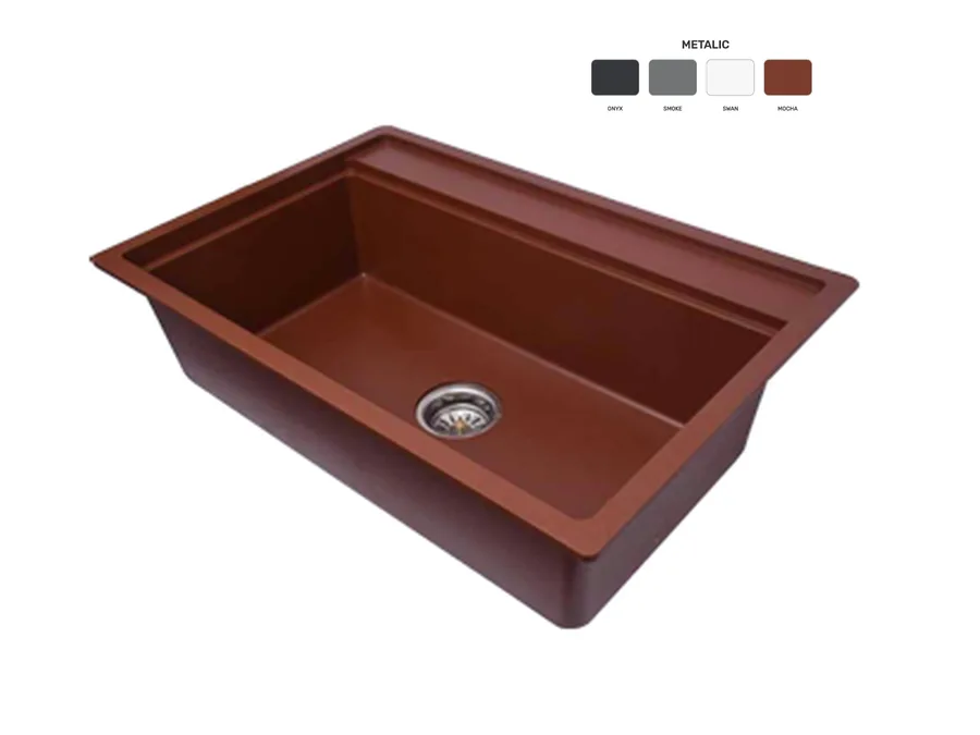Polo Quartz Single Bowl 30"x20" Kitchen Sink - Metalic