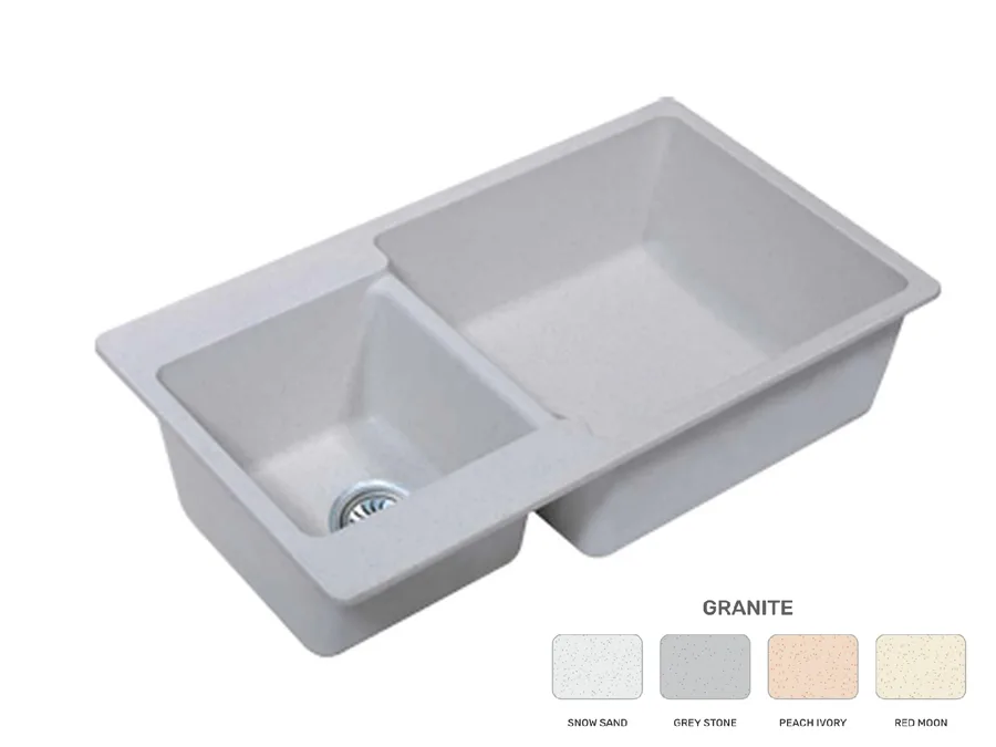 Polo Quartz Double Bowl 34"x19.5" Kitchen Sink - Granite
