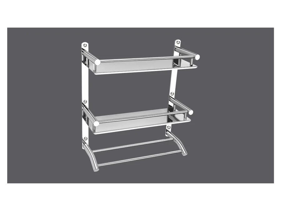 Sparrow Double Shelf Towel Rack - Chrome Plated, 15 x 5 x 15