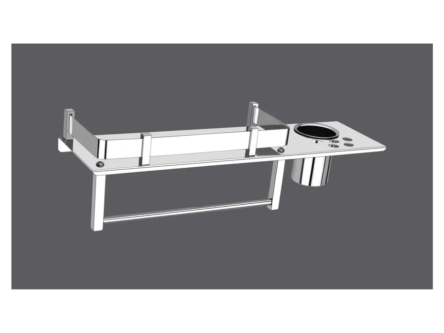 Sparrow Square 3-in-1 Bathroom Organizer with Toothbrush Holder - Chrome Plated, 5"X18"