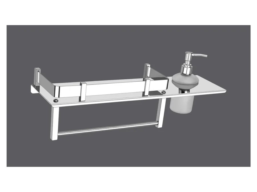 Sparrow Square 3-in-1 Bathroom Organizer with Shampoo Holder - Chrome Plated, 5"X18"