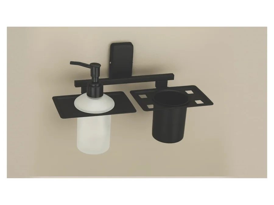 Sparrow Opal Soap Dispenser with Tumbler Holder - Matt Black