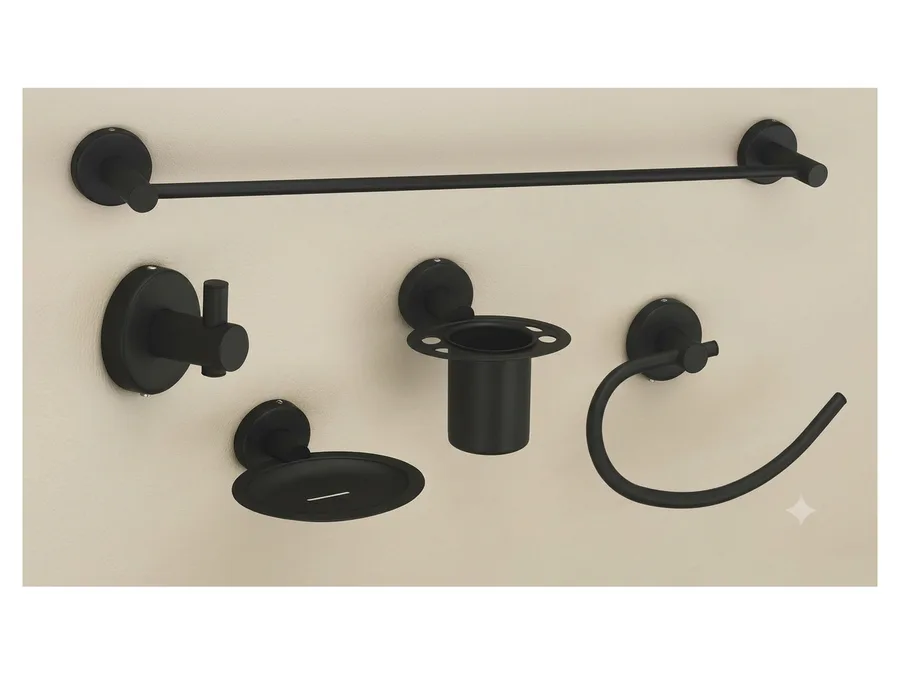 Sparrow Aster 5-Piece Bathroom Accessories Set - Matt Black