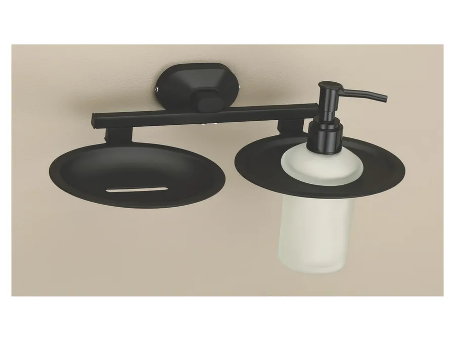 Sparrow Aster Soap Dish with Soap Dispenser - Matt Black