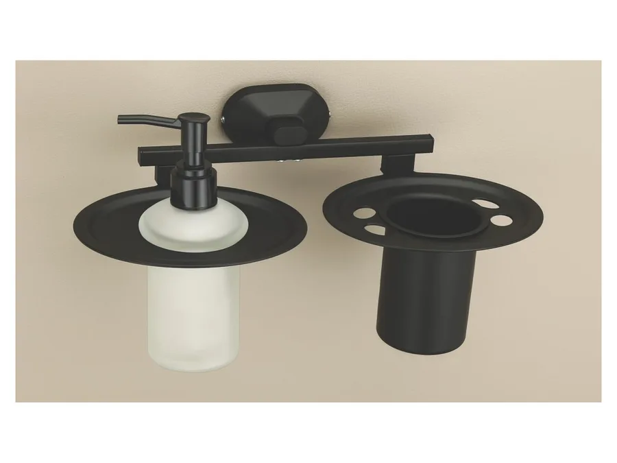 Sparrow Aster Soap Dispenser with Tumbler Holder - Matt Black