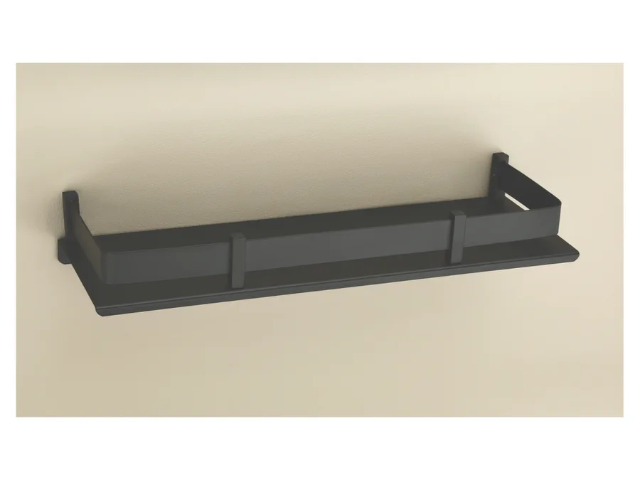 Sparrow Square Stainless Steel Shelf - Matt Black, 5"X12"