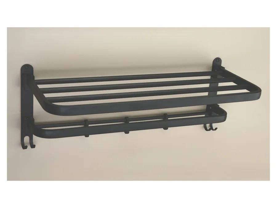 Sparrow 304 Stainless Steel Folding Towel Rack - Matt Black, 24"