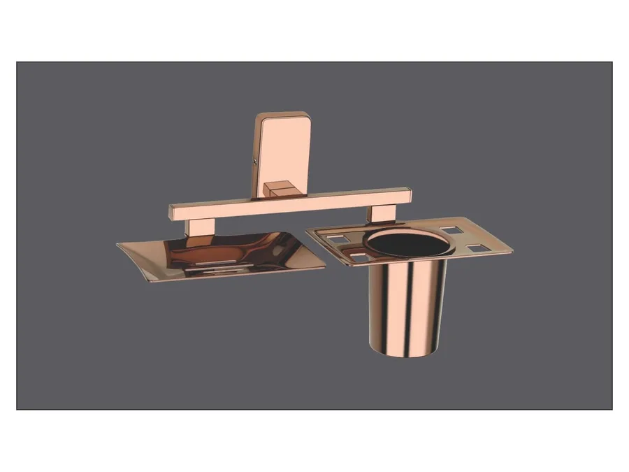 Sparrow Opal Soap Dish with Tumbler Holder - PVD Rose Gold