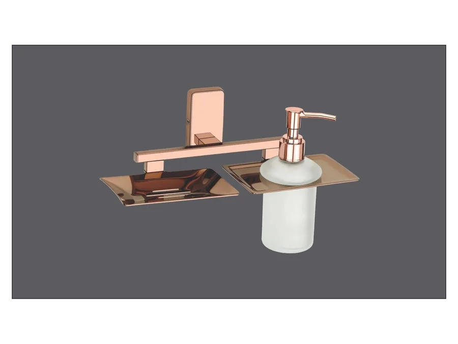 Sparrow Opal Soap Dish with Liquid Soap Dispenser - PVD Rose Gold