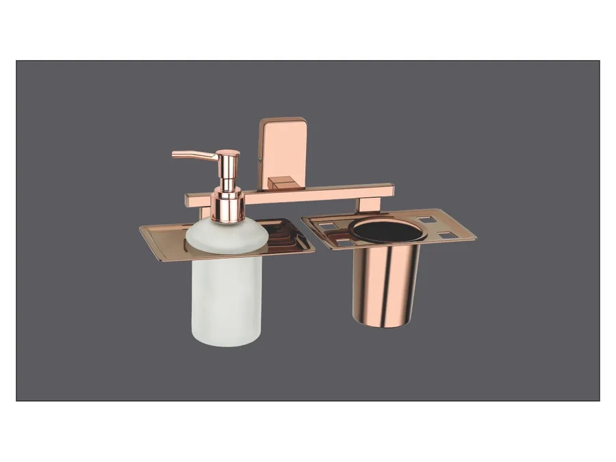 Sparrow Opal Liquid Soap Dispenser with Tumbler Holder - PVD Rose Gold