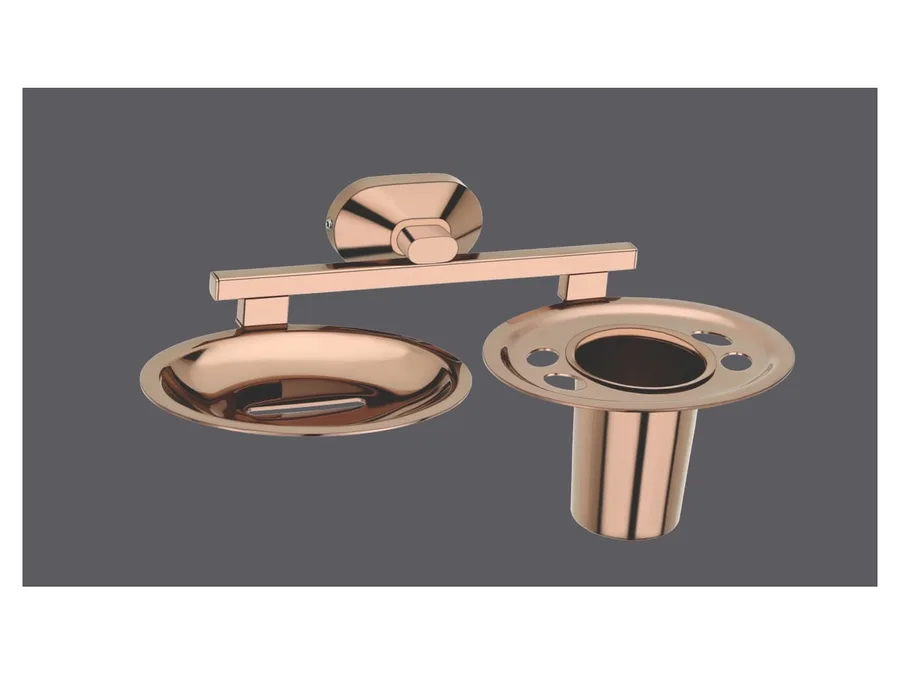 Sparrow Aster Soap Dish with Tumbler Holder - PVD Rose Gold