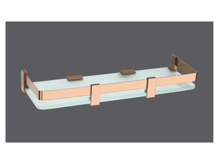 Sparrow 8 mm Glass Shelf - PVD Rose Gold, 5"X15"