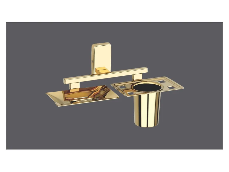 Sparrow Opal Soap Dish with Tumbler Holder - PVD Gold