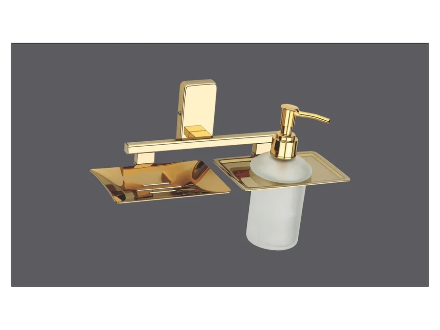 Sparrow Opal Soap Dish with Liquid Soap Dispenser - PVD Gold